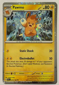 Pokemon Pawmo 075/193 (Cosmos Holo)Paldea Evolved Holo Rare Stage 1 80HP - Image 1