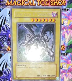 Yugioh Red-Eyes Black Dragon LOB-070 Ultra Rare Original Print 2002 NM - Image 3