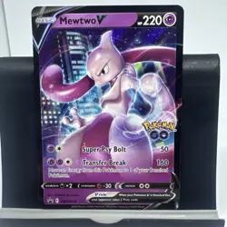 Mewtwo V SWSH223 Pokemon GO Full Art Holo Promo Card 220 HP Super Psy Bolt - Image 1