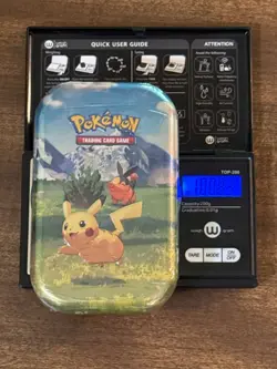 Pokemon TCG Ascended Heros HEAVY MINI TIN! 100.83! Standard weight is 99-100 - Image 1