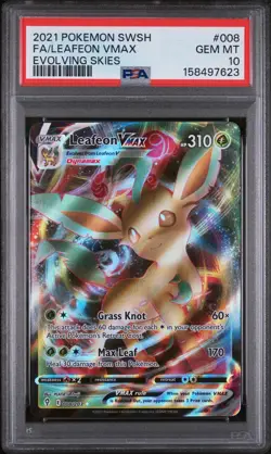 Fa/Leafeon Vmax Pokemon Sword & Shield Evolving Skies 008 NM PSA 10 - Image 1