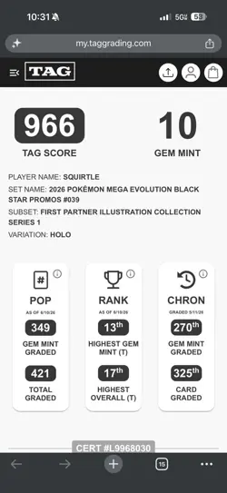 TAG 10 Squirtle 2026 Pokemon TCG Black Star Promo Holo Promo #039 - Image 4