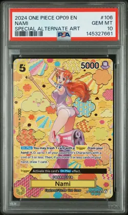 NAMI SP SPECIAL ALTERNATE ART ONE PIECE OP09 106 PSA 10 GEM MINT - Image 1