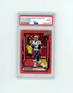 2019 National VIP GOLD PARTY SSP TOM BRADY RED REFRACTOR /25!▪PSA 9 MINT GRADED - Image 1