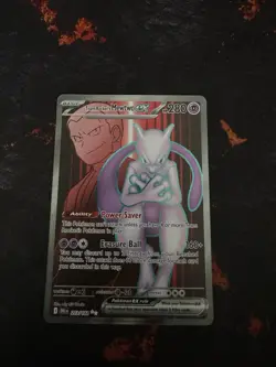 Team Rocket's Mewtwo ex 213/182 Full Art Pokemon Card Near Mint NM - Image 1