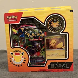 Pokemon TCG Pokemon Day 2026 Collection Box Pikachu Promo Card 3 Boosters - Image 1