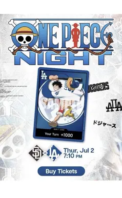 2026 ONE PIECE LOS ANGELES DODGERS MONKEY D LUFFY DON CARD PROMO 7/2/26 PRESALE - Image 2