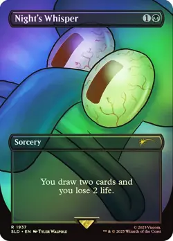 MTG FOIL Night's Whisper (SpongeBob) Borderless - Secret Lair Drop #1937 - Image 1