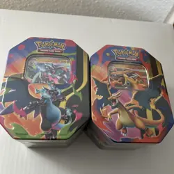 Pokemon TCG Mega Charizard X & Y Tins. BOTH TINS. Brand New & Sealed - Image 1