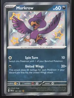 Murkrow 181/091 Shiny Rare Paldean Fates Pokemon Holo 2-3-28 - Image 1