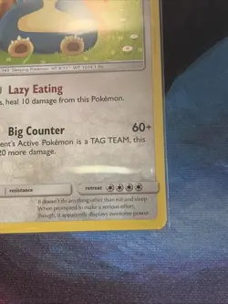 2019 Pokemon Sun & Moon Unbroken Bonds Snorlax Holo #158/214 - Image 4