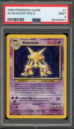 Pokemon Alakazam Base Set Unlimited Holo Rare #1 PSA 9 Mint - Image 1