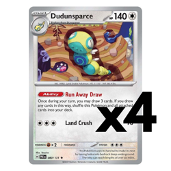 4x Dudunsparce - 080/131 - SV: Prismatic Evolutions (PRE) Pokemon Playset x4 - Image 1