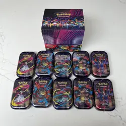 Pokemon TCG Mega Heroes 10 Sealed Mini Tins Display Case New & Unsealed - Image 4