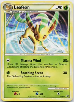 Leafeon 17/90 Rare HGSS Undaunted Pokemon Lightly Played - Image 1
