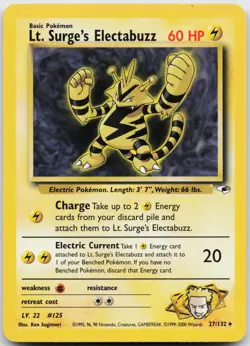 Lt. Surge's Electabuzz 27/132 Rare Gym Heroes Pokemon Unlimited Lightly Played - Image 1