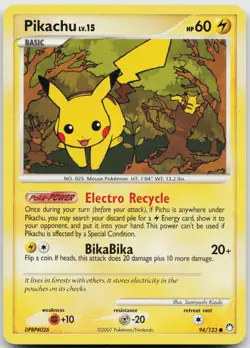 Pikachu 94/123 Common Mysterious Treasures Pokemon Heavily Played - Image 1