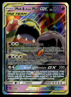 Muk & Alolan Muk GX #61 - Ultra Rare Holo - Pokemon Unbroken Bond - NM - Image 1