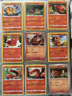 Pokemon Card Species Set Lot - 9x Unique Cards / Sizzlipede Family - Image 1
