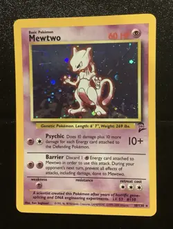 Pokemon Mewtwo Holo Rare Base Set 2 10/130 Vintage 2000 - Image 1
