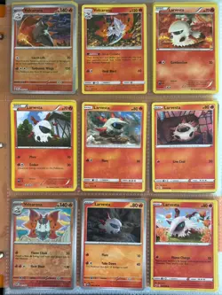 Pokemon Card Species Set Lot - 9x Unique Cards / Larvesta Family - Image 1