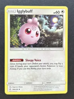 Igglybuff 168/236 Uncommon Cosmic Eclipse Pokemon LP - Image 1