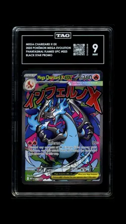 2025 Pokemon Mega Evolution Charizard X ex #023 Black Star Promo TAG 9 - Image 1