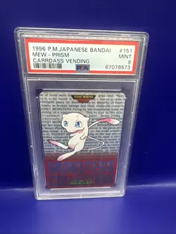 Bandai Pokemon Mew Prism Carddass Vending JPN 1996 #151 PSA 9 RED VERSION - Image 1
