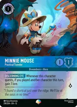 Disney Lorcana Wilds Unknown Minnie Mouse Practical Traveler Epic Foil 219/204 - Image 1