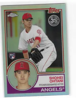 2018 Topps Chrome #83T-6 Shohei Ohtani RC 1983 Topps REFRACTOR - NM-MT - Image 1