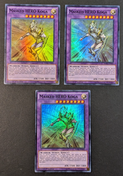 Yugioh TCG - 3x Masked Hero Koga - SDHS-EN042 - NM/LP - 1st Edition - Super Rare - Image 1