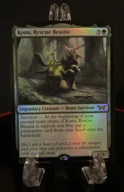 Kona, Rescue Beastie MTG 0187 (Foil) Rare Duskmourn DSK Magic The Gathering Mint - Image 1