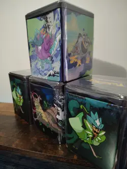 Pokemon Stacking Tins Set Of 4 (12packs 8sticker Sheets) *1 Tin Dented SEE PICS! - Image 2