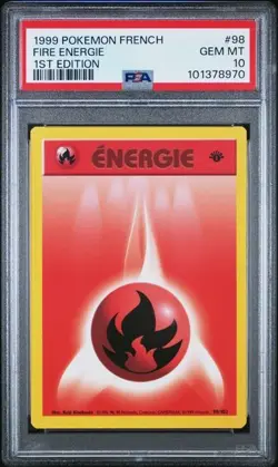 1999 POKEMON BASE SET FRENCH #98 FIRE ENERGIE 1ST EDITION PSA 10 - Image 1