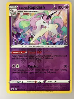 Galarian Rapidash 082/202 Rare Sword & Shield Pokemon Reverse Holo LP - Image 1