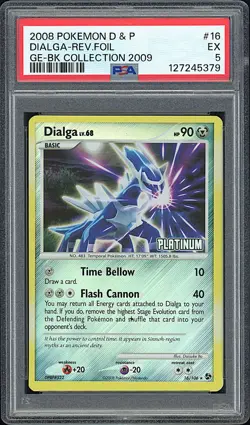 DIALGA 2008 Pokemon D & P Burger King Collection Reverse Holo #16 - PSA 5 - Image 1