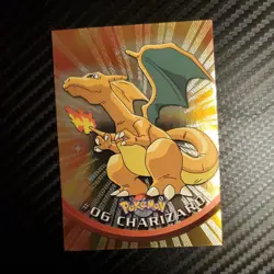 Topps #06 Charizard Holo Foil TV Animation Series 1 Pokemon Black Logo NM - Image 1