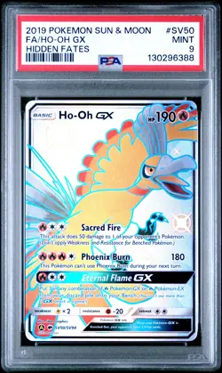 2019 POKEMON SUN & MOON HIDDEN FATES #SV50 FULL ART/HO-OH GX PSA 9 - Image 1