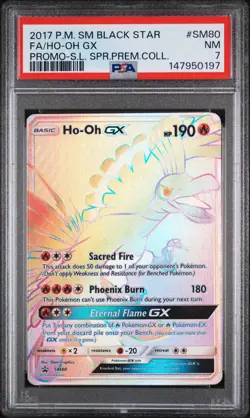 2017 POKEMON SM BLACK STAR PROMO #SM80 FULL ART/HO-OH GX PSA 7 - Image 1