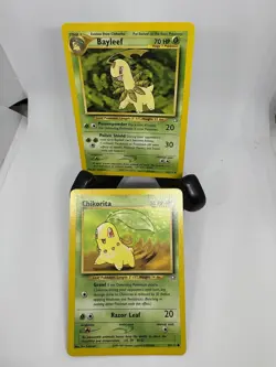 Pokemon TCG Bayleef 28/111 AND Chikorita 54/111 Neo Genesis LP Great Condition - Image 1