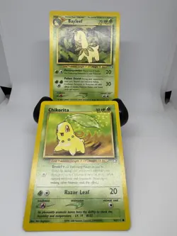 Pokemon TCG Bayleef 28/111 AND Chikorita 54/111 Neo Genesis LP Great Condition - Image 3