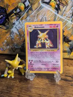 Pokemon WoTC 1999 🥄 🔮 Alakazam Base Set Unlimited 1/102 Holo Rare ✨ - Image 1