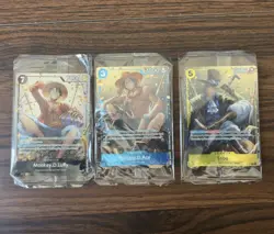 One Piece Card Game TS02 Tin Promo Bundle P073 P074 P075 Luffy Sabo Ace SEALED - Image 1