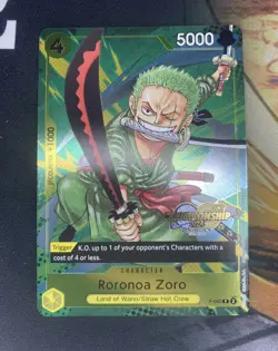 One Piece Card Game Tournament Championship Holo Roronoa Zoro P-042 English - Image 1