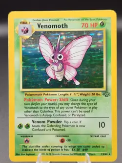 Pokemon TCG Venomoth Jungle 13/64 Unlimited Holo Rare English NM-LP-NM - Image 1