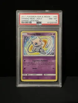 2017 Pokemon TCG Shining Mew Shining Legends Shiny Holo Rare 40/73 PSA 8 - Image 1