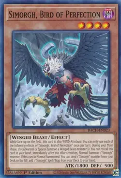 1x Simorgh, Bird of Perfection - 1st Edition NM Eng YuGiOh - Battle of Chaos - Image 1