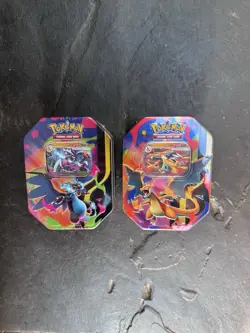 Pokemon TCG Mega Charizard X & Y Tins. BOTH TINS. Brand New & Sealed in hand - Image 1