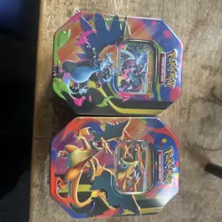 Pokemon TCG Mega Charizard X & Y Tins. BOTH TINS. Brand New & Sealed - Image 1