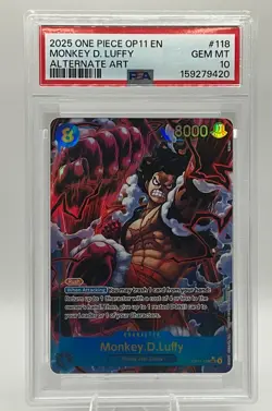 2025 One Piece Monkey D. Luffy OP11-118 SEC Alt Art Secret Rare PSA 10 Gem Mint - Image 1